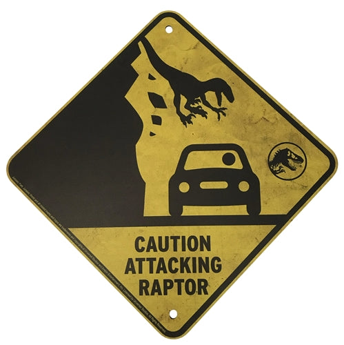 Jurassic World | Metal Warning Signs Scaled Prop Replica