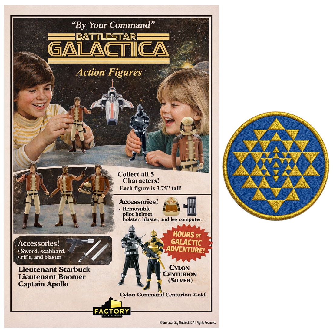 Battlestar Galactica | Vintage Action Figure Print & Insignia Patch Set