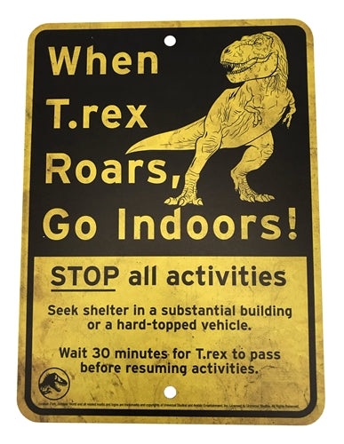 Jurassic World | Metal Warning Signs Scaled Prop Replica