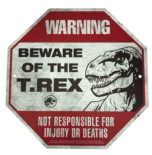 Jurassic World | Metal Warning Signs Scaled Prop Replica