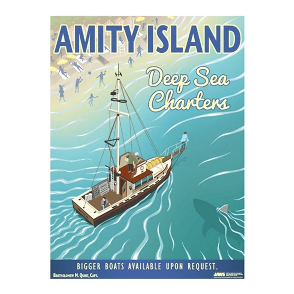 Jaws | Amity Island Deep Sea Charters Vintage Travel Lithograph