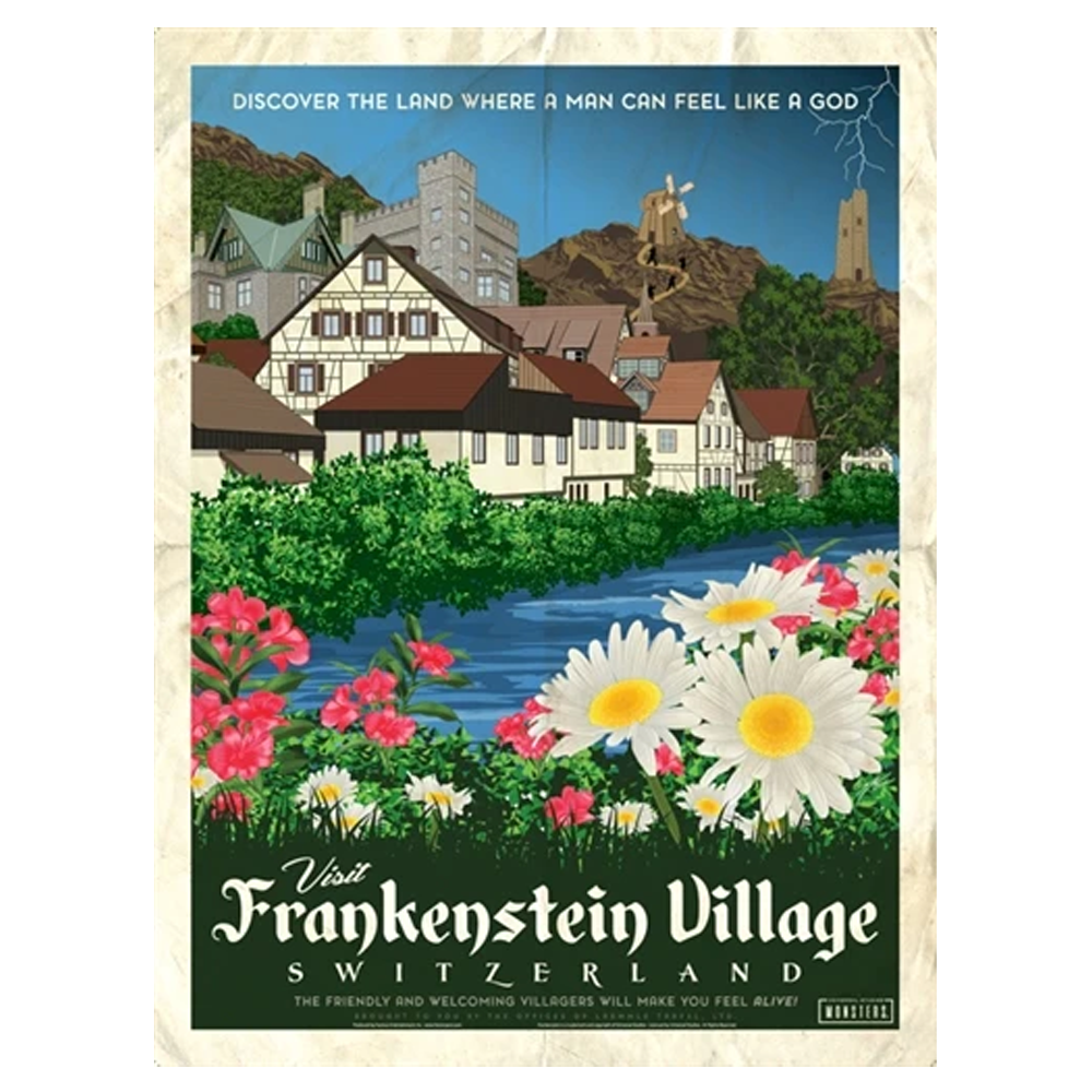 Universal Monsters Frankenstein Vintage Travel Lithograph
